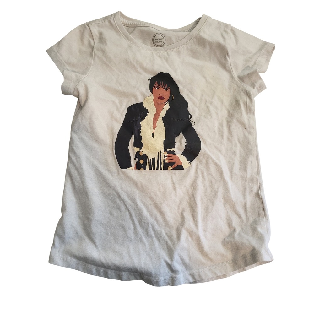 Wonder Nation Kids Selena Quintanilla Graphic T-Shirt White Size S 6-6X Tee